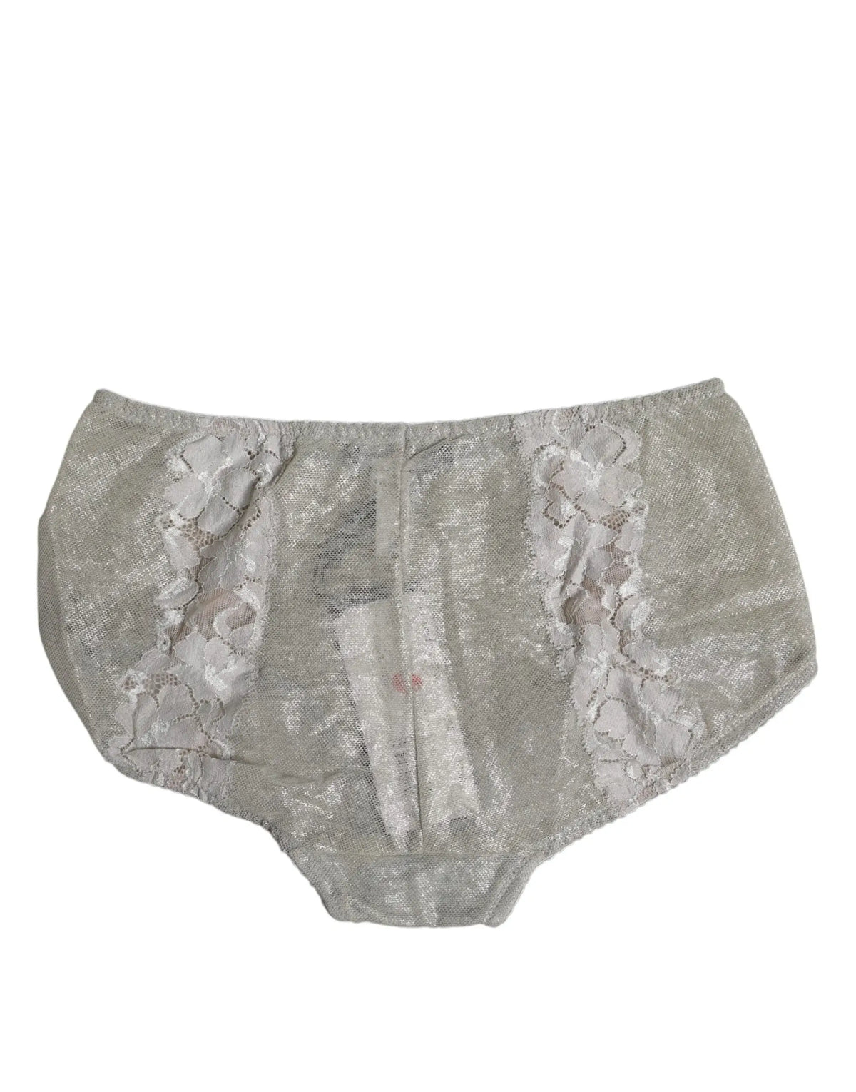 Dolce & gabbana gray cotton floral lace high waist panty underwear with silver metallic lace and floral side patterns