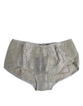 Slip taille haute dolce & gabbana gris en coton avec dentelle florale délicate et tissu métallique argenté brillant