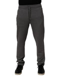 Dolce & gabbana gray cotton fleece jogger sweatpants with drawstring waistband and side pockets