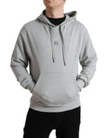 Sweat à capuche dolce & gabbana en coton gris chiné avec logo brodé et cordons assortis