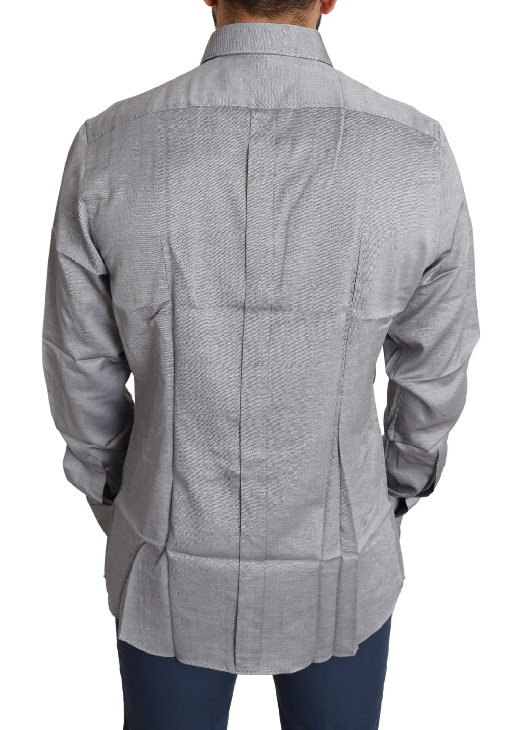 Chemise homme formelle dolce & gabbana gris en coton avec texture discrète et col classique tailored