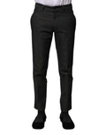 Pantalon formel dolce & gabbana en coton gris avec motif et coupe droite élégante avec plis subtils