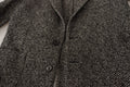 Dolce & gabbana blazer gris en coton avec boutons noirs et motif chevrons en laine gris foncé et blanc