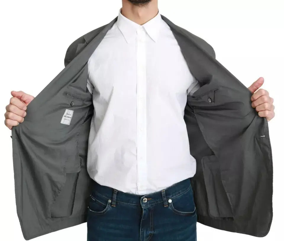 Blazer formel gris dolce & gabbana en coton avec coupe ajustée sombre et détails de couture subtils