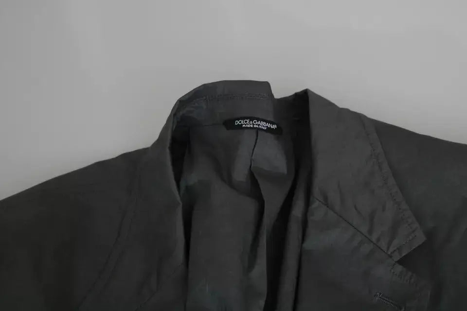 Blazer formel dolce & gabbana gris en coton avec bouton unique et revers structurés élégant et moderne