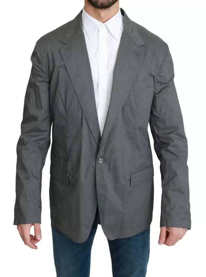 Blazer formel dolce & gabbana gris en coton avec fermeture à un bouton et revers structurés élégant