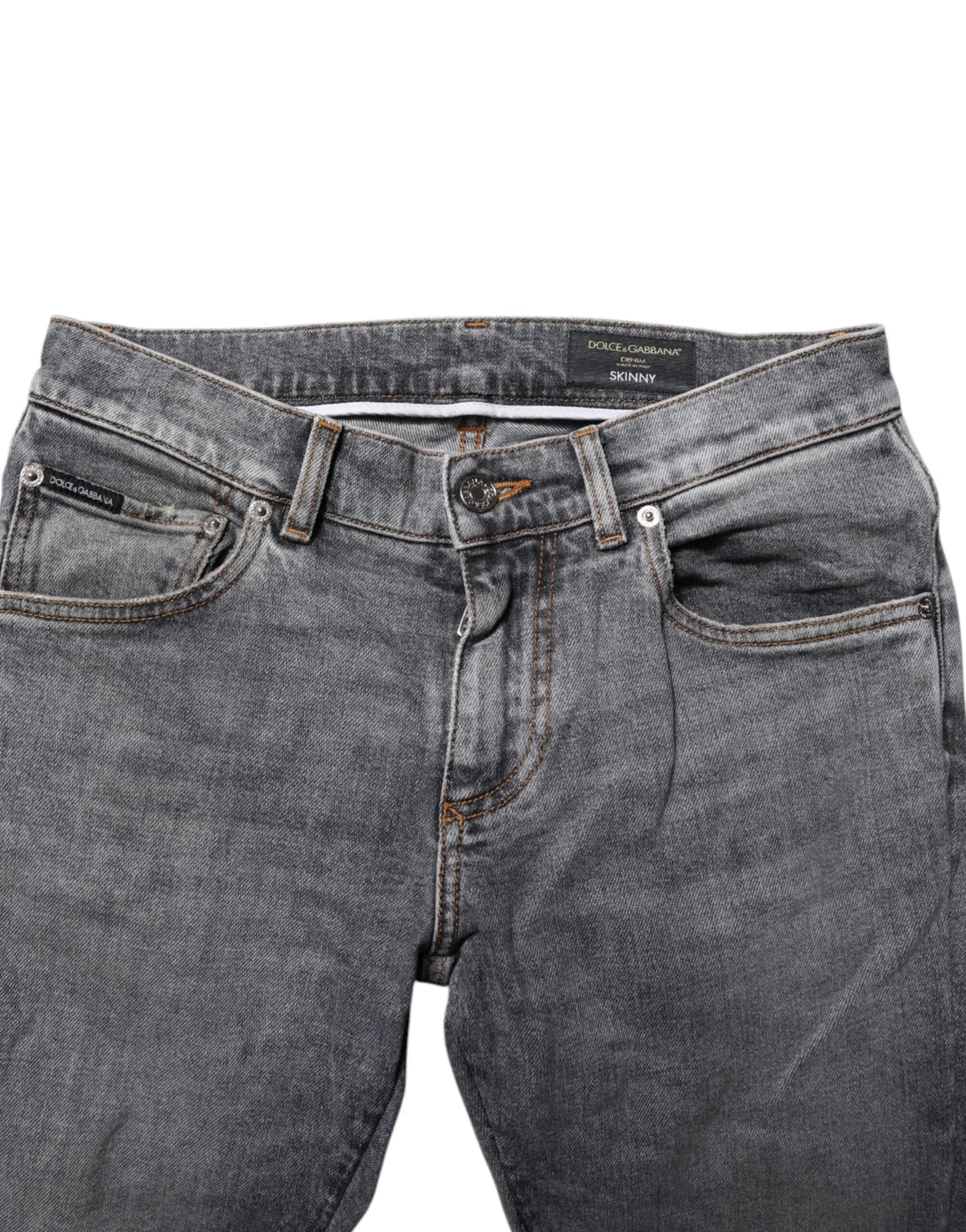 Jeans skinny homme dolce gabbana en coton gris foncé denim avec finition délavée et usée
