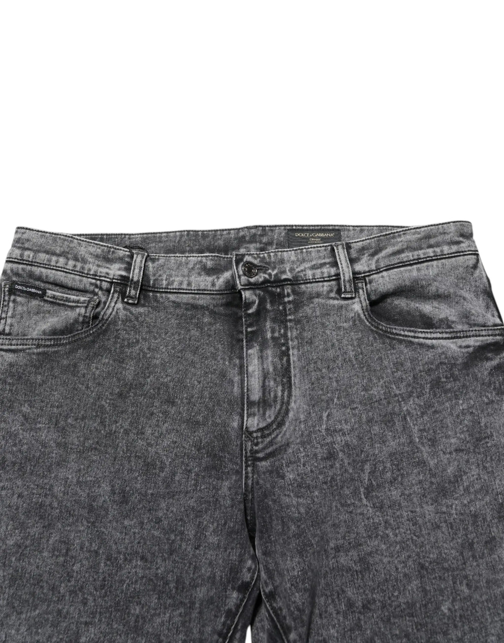 Jean slim fit dolce & gabbana gris en coton avec cinq poches et label de marque visible à la taille