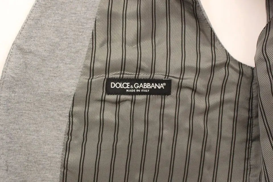 Dolce & gabbana gris gilet en coton stretch à rayures noir verticales pour costume habillé