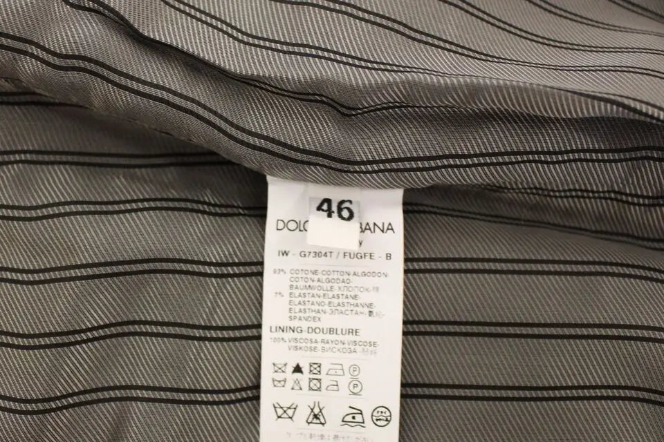 Dolce & gabbana robe veste blazer en coton stretch grise avec rayures noires et étiquette de soin blanche