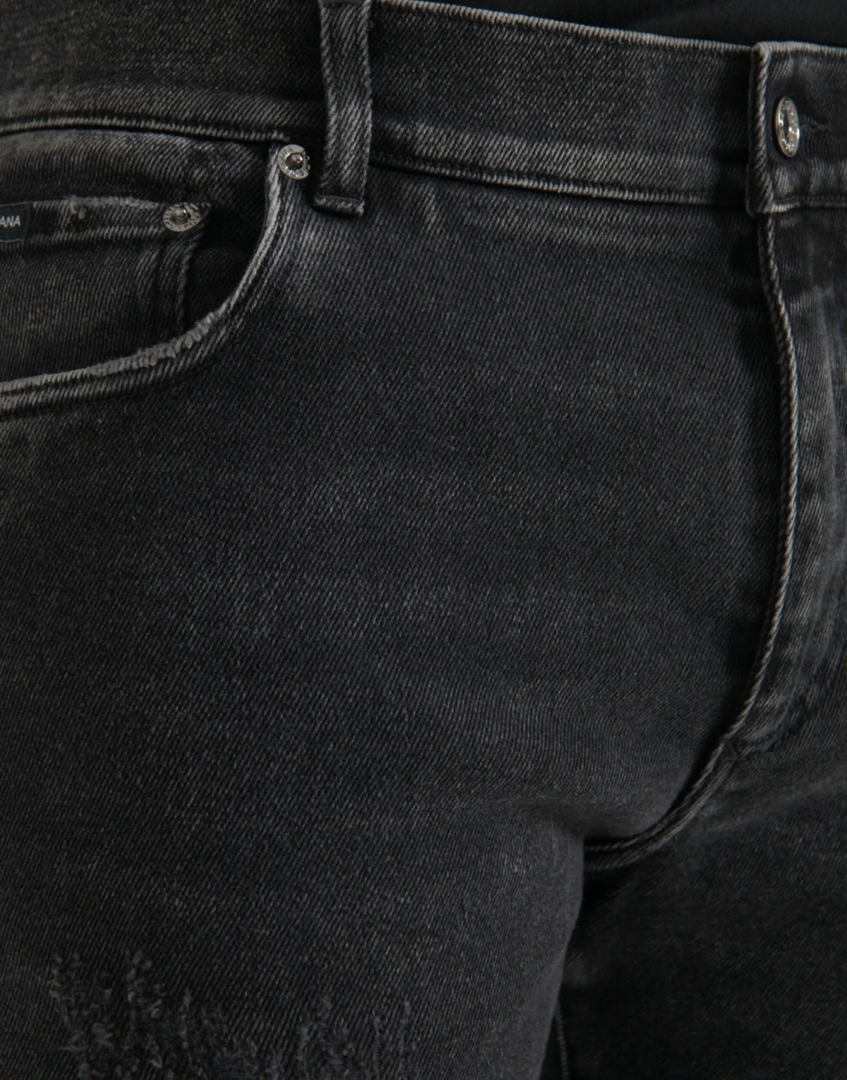 Jean skinny en denim stretch gris dolce gabbana avec finition délavée et hardware argenté en coton