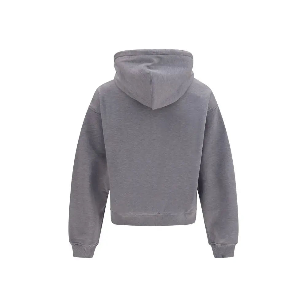Un sweat-shirt en coton doux gris heather de dolce & gabbana avec coupe courte et poignets côtelés