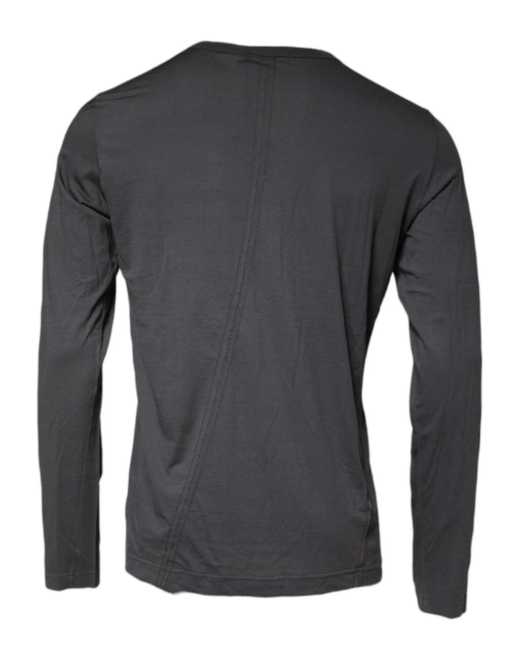 Vue arrière d’un pull dolce & gabbana gris avec broderie abeille et couture diagonale subtile manches longues