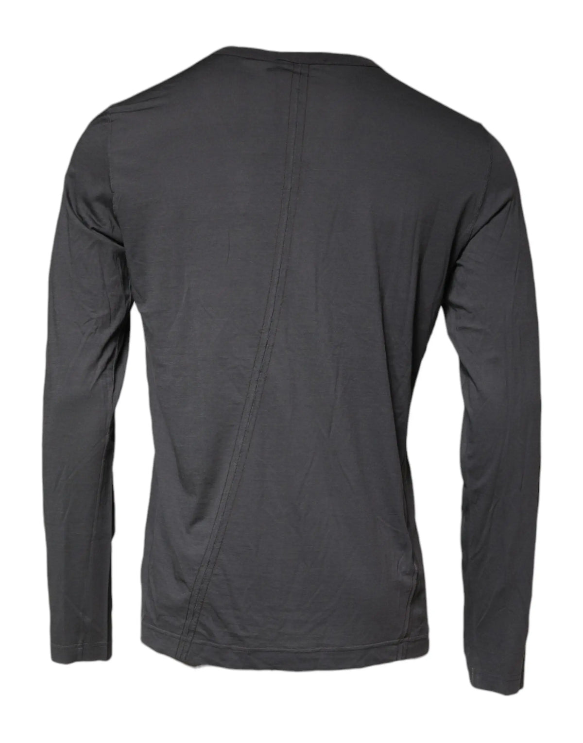 Vue arrière d’un pull dolce & gabbana gris avec broderie abeille et couture diagonale subtile manches longues