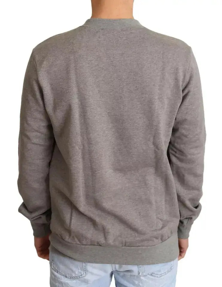 Sweatshirt gris chiné à manches longues dolce & gabbana en coton avec poignets et bas côtelés