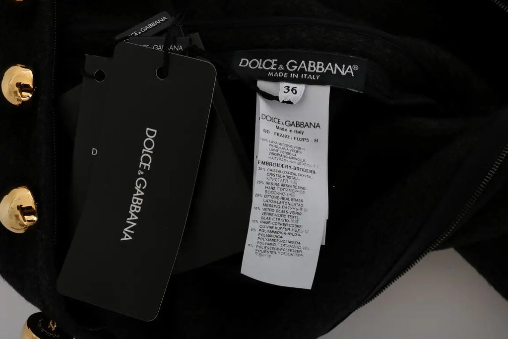 Veste noire dolce & gabbana avec boutons dorés et étiquette made in italy pour robe dolce & gabbana dreaming of my prince
