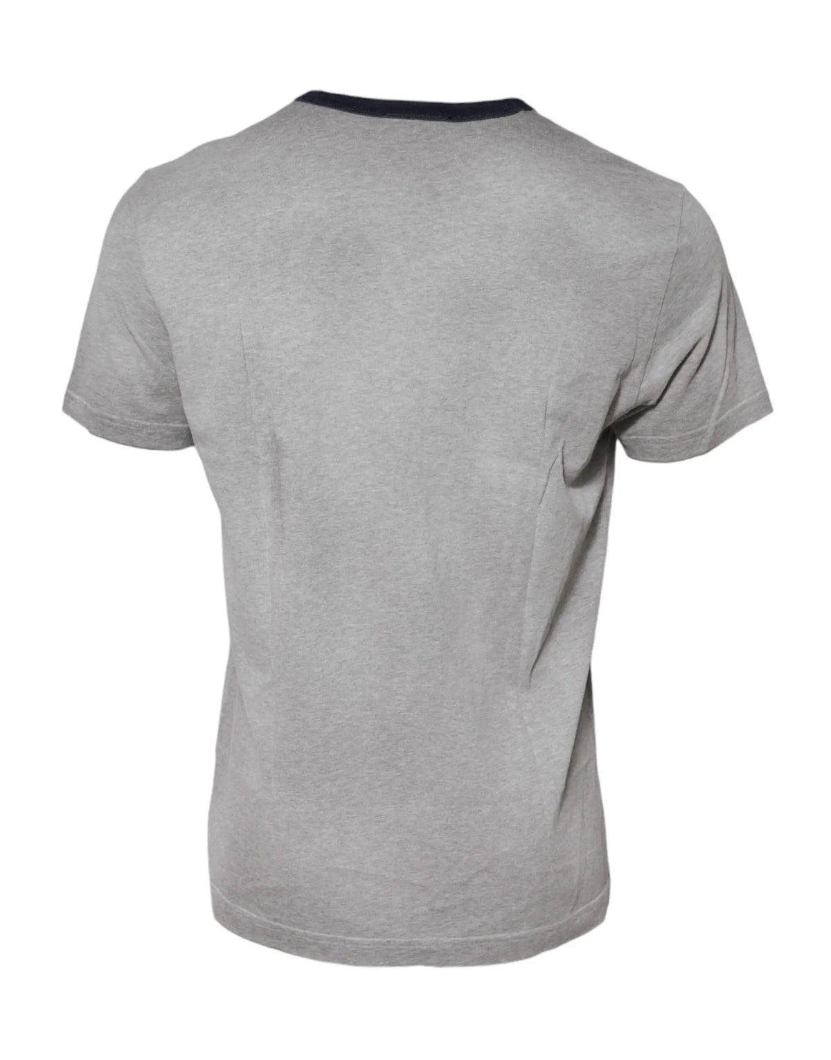 T-shirt dolce & gabbana gris chiné en coton avec col rond côtelé noir et imprimé dg graphique