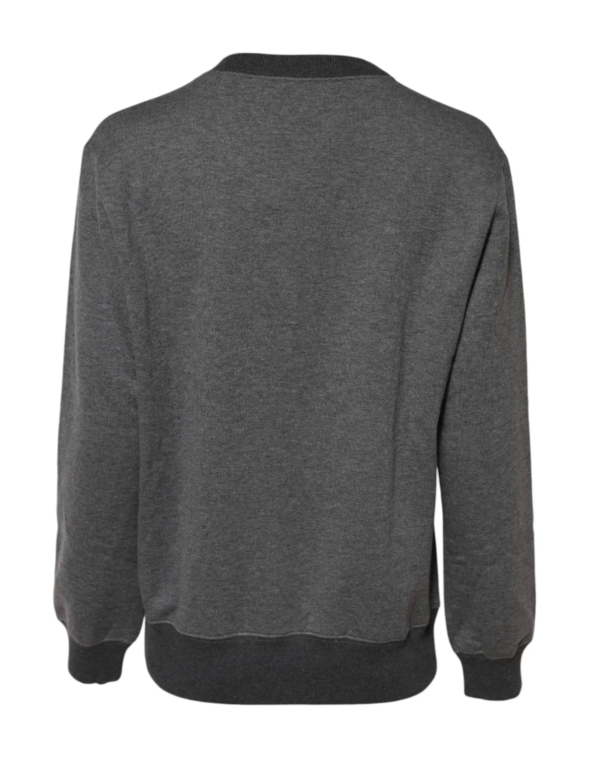 Sweatshirt dolce & gabbana gris anthracite chiné avec logo dg brodé et bordures côtelées en bas et aux poignets
