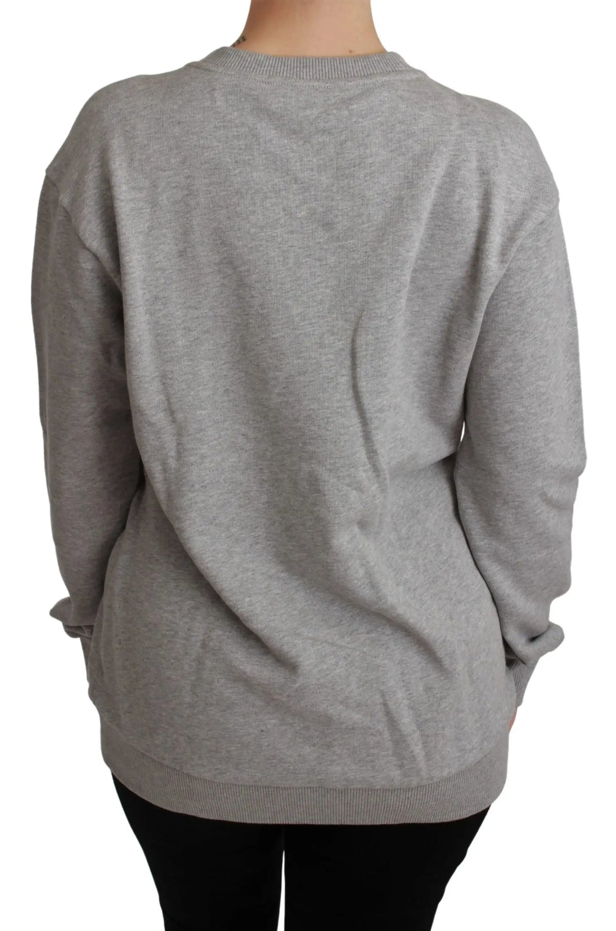 Pull en coton dolce & gabbana gris chiné avec manches longues et poignets et ourlet côtelés