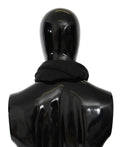 Mannequin noir brillant portant une écharpe noire en laine tricotée dolce & gabbana gray dgloveslondon
