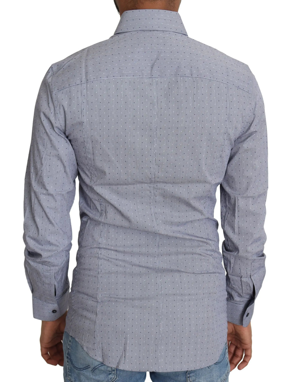 Chemise formelle semi ajustée dolce & gabbana sicilia bleu clair à pois subtils en tissu léger