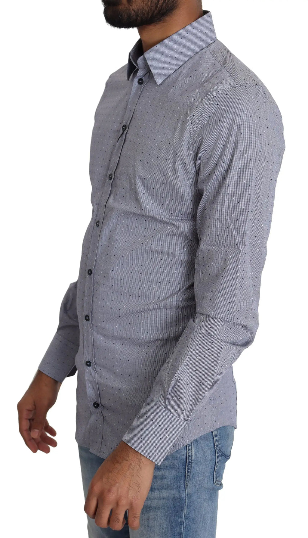Chemise gris chiné à pois subtils pour homme dolce gabbana sicilia semi ajustée formelle à col classique