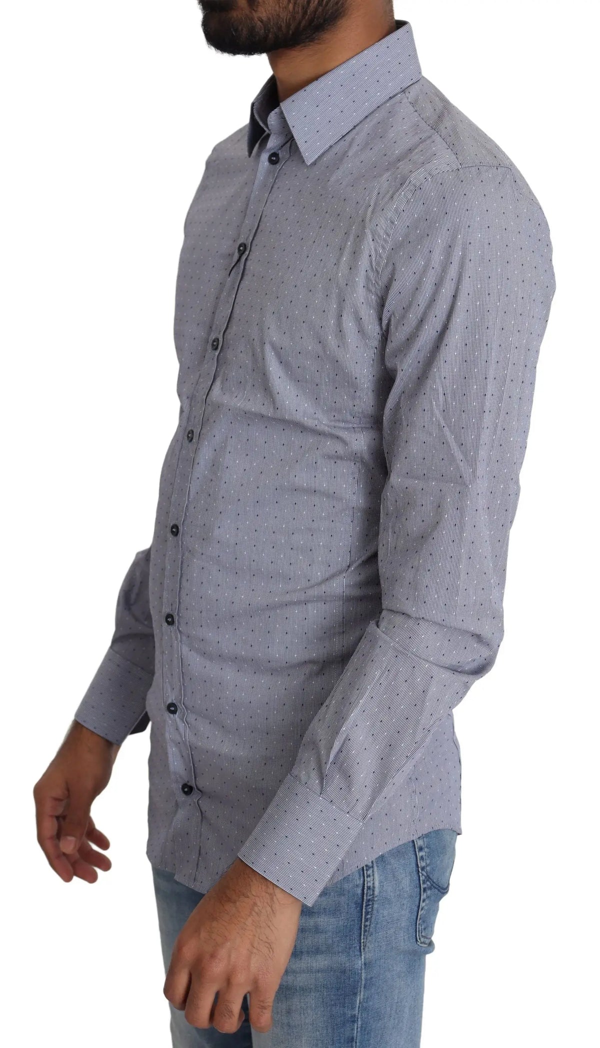 Chemise gris chiné à pois subtils pour homme dolce gabbana sicilia semi ajustée formelle à col classique