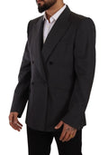 Veste blazer gris double boutonnage dolce & gabbana en tissu sicilia avec coupe ajustée et revers crantés