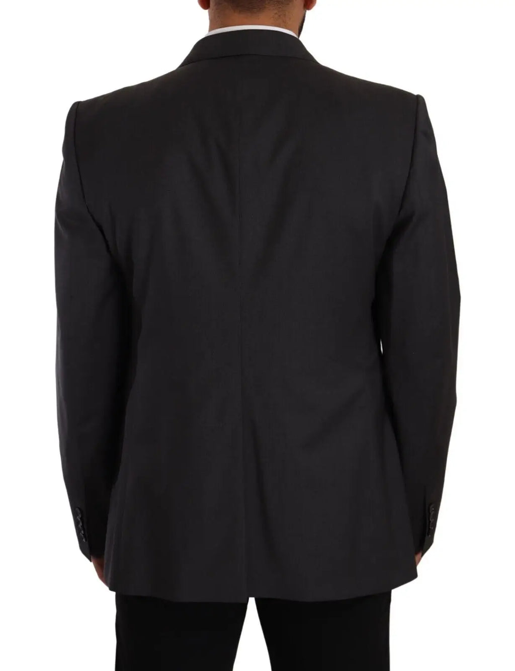 Dolce & gabbana blazer gris double boutonnage en tissu tailleur avec col à revers cranté classique et texture subtile noire