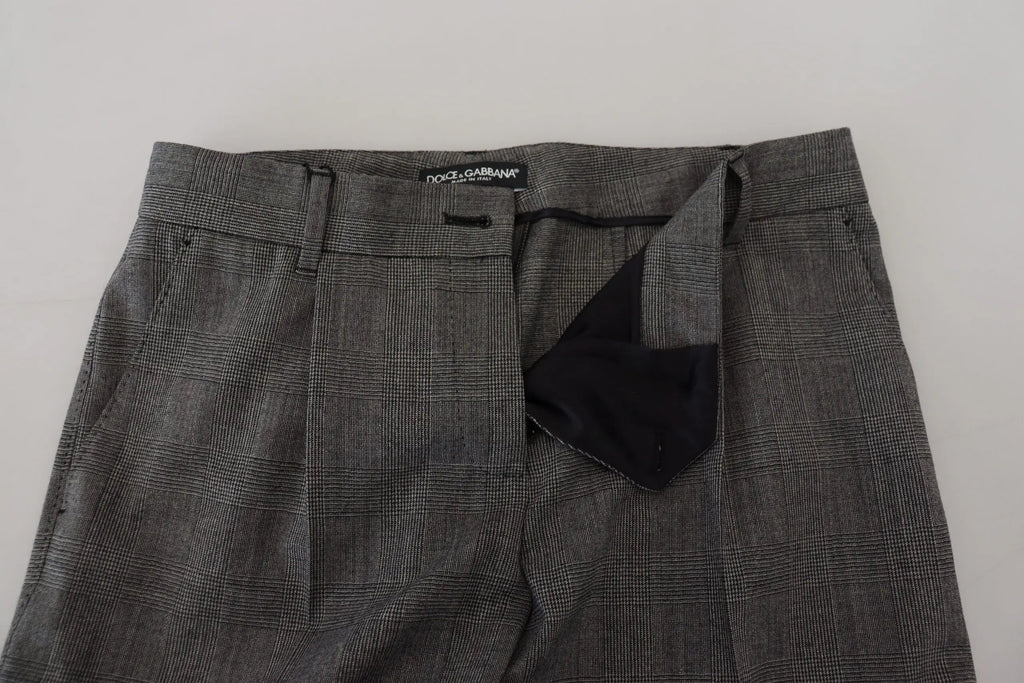 Pantalon femme dolce gabbana en laine gris à taille haute avec doublure noire et étiquette de marque visible