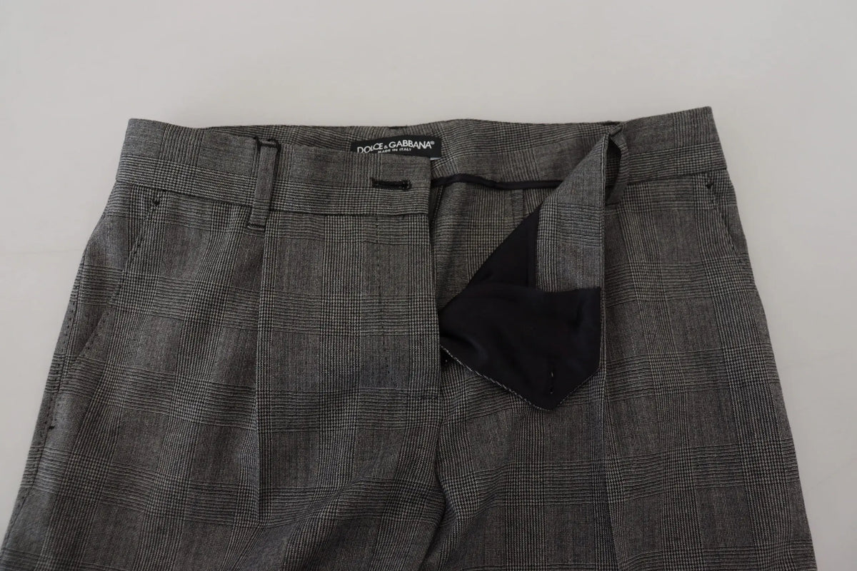 Pantalon femme dolce gabbana en laine gris à taille haute avec doublure noire et étiquette de marque visible
