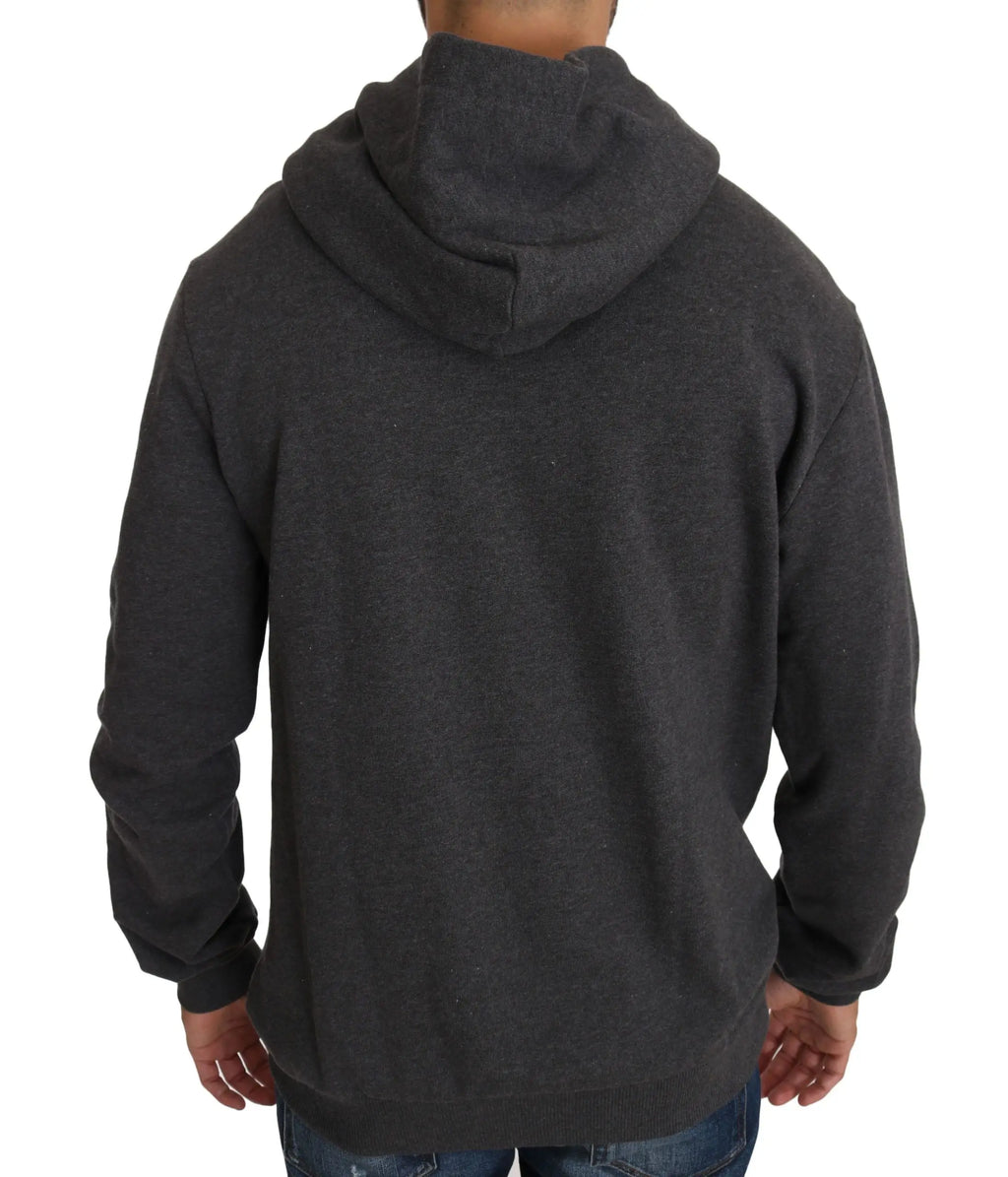 Dolce & gabbana sweat à capuche gris avec cœur rouge en cristal et hoodie gris foncé chiné à bord-côte