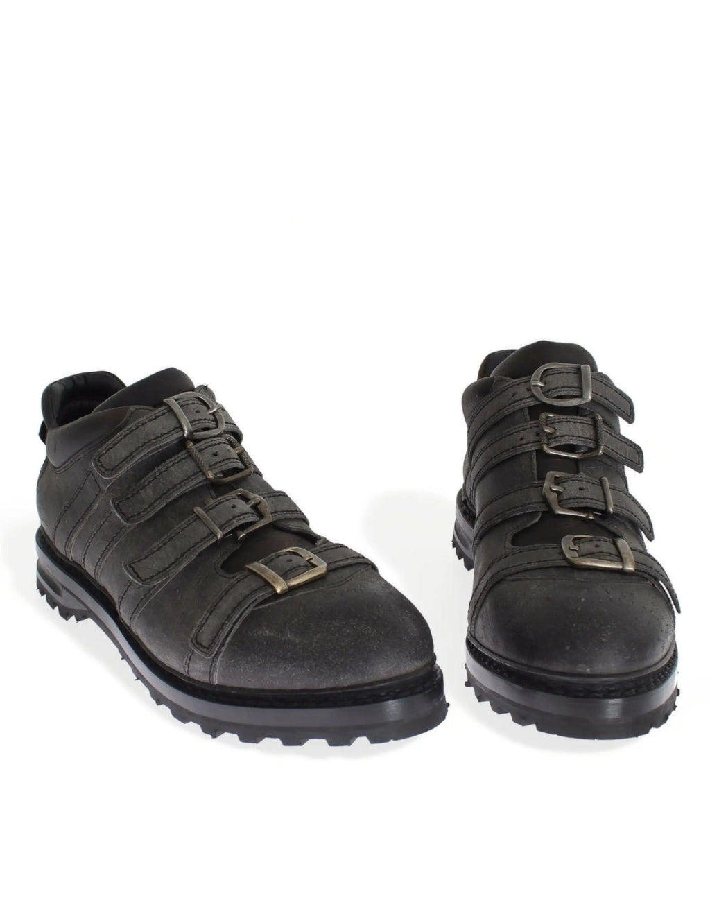 Dolce & Gabbana chaussures gris en cuir à brides réglables avec boucles métalliques style bottines cheville