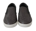 Dolce & gabbana mocassins homme en cuir gris avec embossage crocodile et semelles blanches en caoutchouc