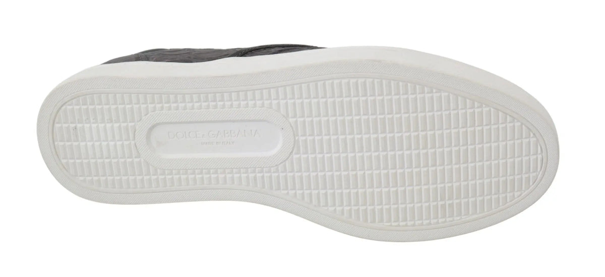 Semelle blanche en caoutchouc texturée avec logo embossé au centre pour mocassins homme gris en cuir dolce & gabbana