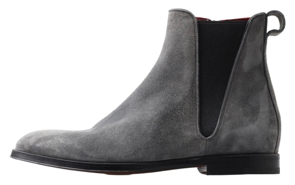 Bottines dolce & gabbana pour homme en cuir gris avec empiècements élastiques noirs et tirette arrière