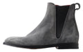 Bottines dolce & gabbana pour homme en cuir gris avec empiècements élastiques noirs et tirette arrière