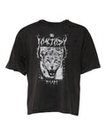 T-shirt dolce & gabbana en coton gris avec imprimé léopard et graphique blanc vieilli fantaisie milano