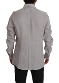 Chemise formelle homme dolce & gabbana grise en lin manches longues avec col classique vue dos
