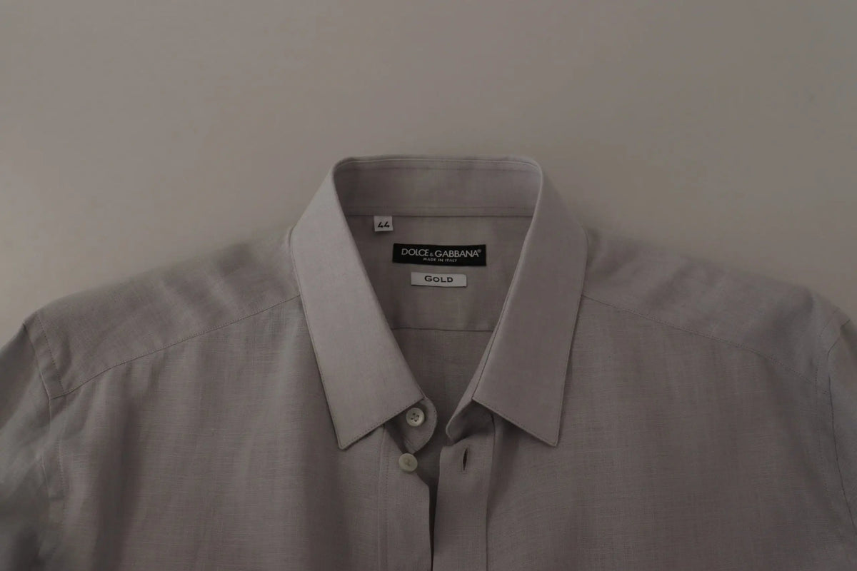 Chemise homme dolce & gabbana grise en lin avec col classique et boutonnage devant pour tenue formelle