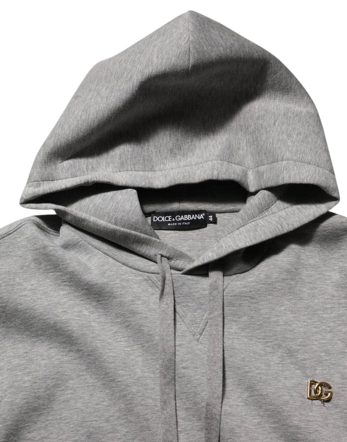 Sweat à capuche dolce & gabbana gris chiné en coton avec logo dg doré et cordons assortis