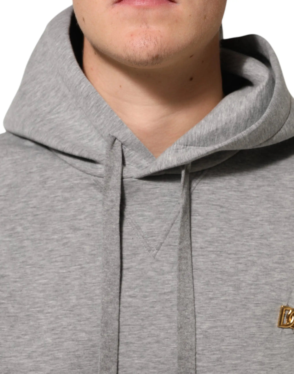 Sweat à capuche dolce & gabbana gris chiné en coton avec petit logo brodé sur la poitrine