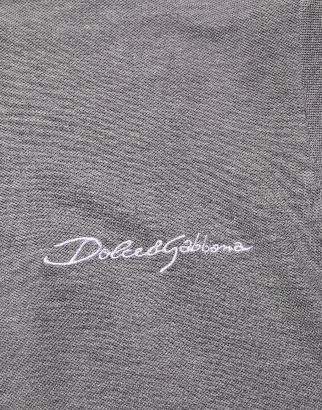 Polo dolce & gabbana gris en tissu texturé avec logo blanc brodé et col classique
