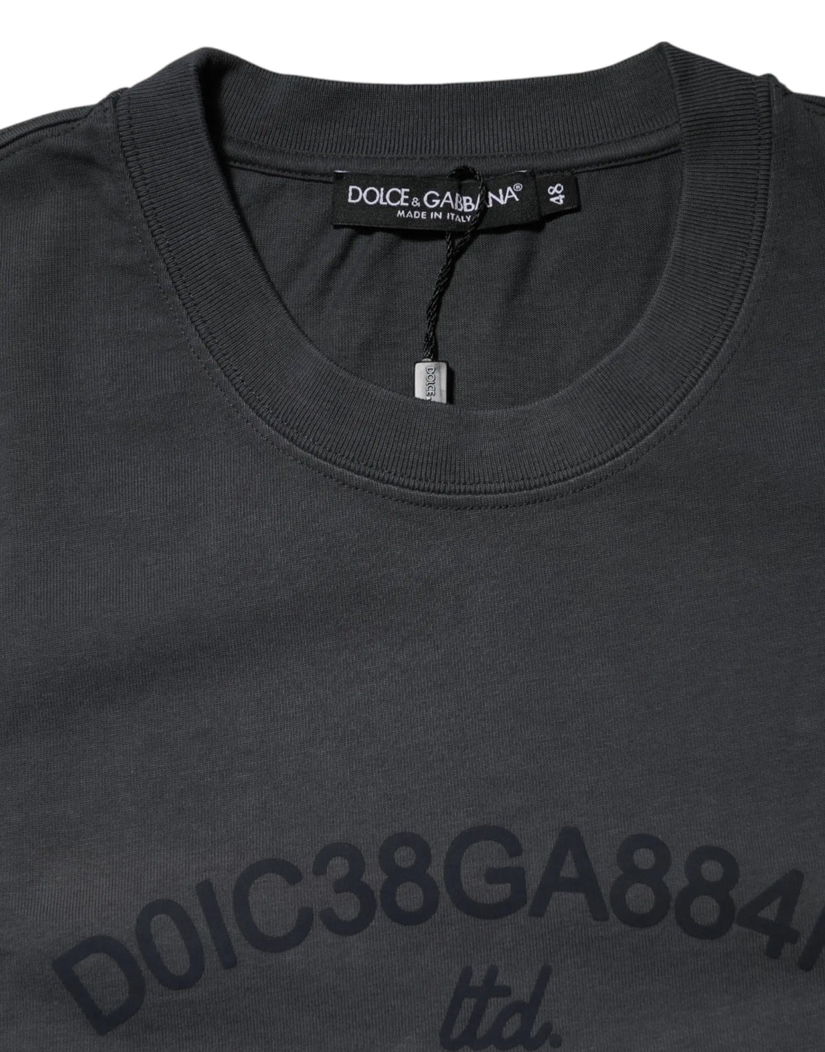 T-shirt dolce & gabbana gris foncé en coton avec logo imprimé ton sur ton sur la poitrine