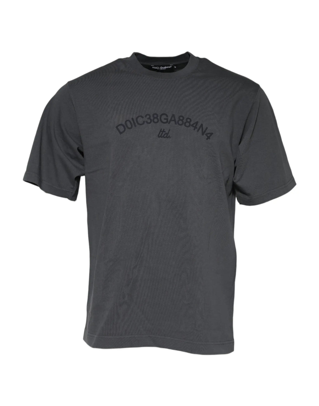 T-shirt dolce & gabbana gris foncé en coton avec logo graphique discret en arc sur la poitrine manches courtes