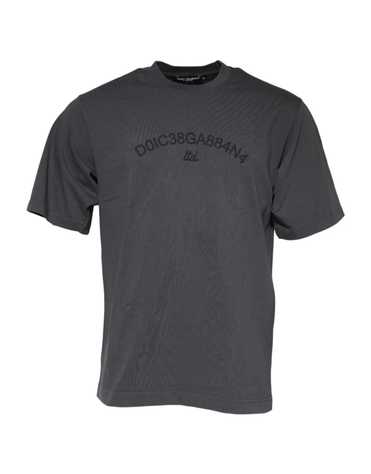 T-shirt dolce & gabbana gris foncé en coton avec logo graphique discret en arc sur la poitrine manches courtes