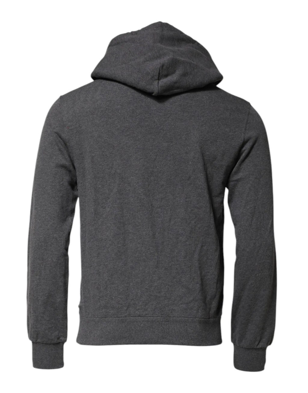 Sweat à capuche dolce & gabbana gris avec patch logo en tissu doux gris chiné et poignets et ourlet côtelés