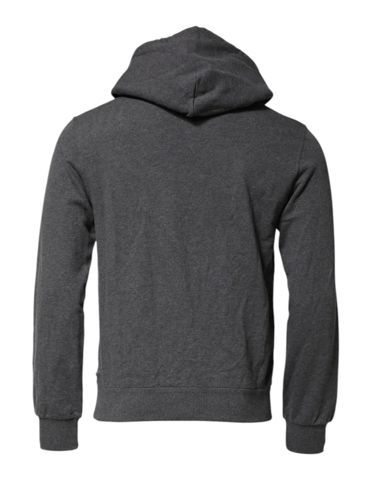 Sweat à capuche dolce & gabbana gris avec patch logo en tissu doux gris chiné et poignets et ourlet côtelés
