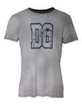 T-shirt gris dolce & gabbana en coton avec logo dg bleu marine vieilli depuis 1984 et emblème de la marque