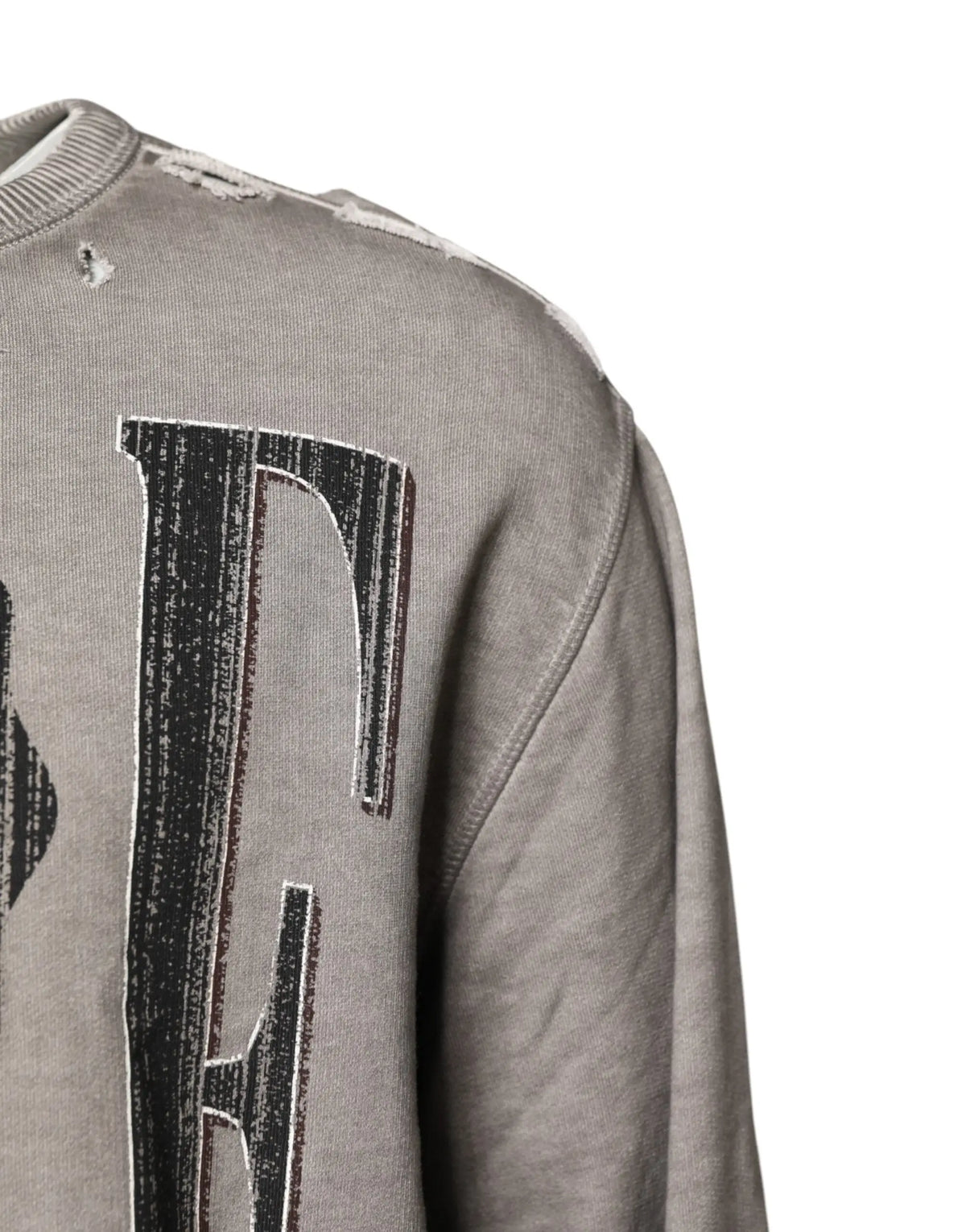 Sweatshirt dolce & gabbana gris avec logo noir audacieux et col rond en coton manches longues